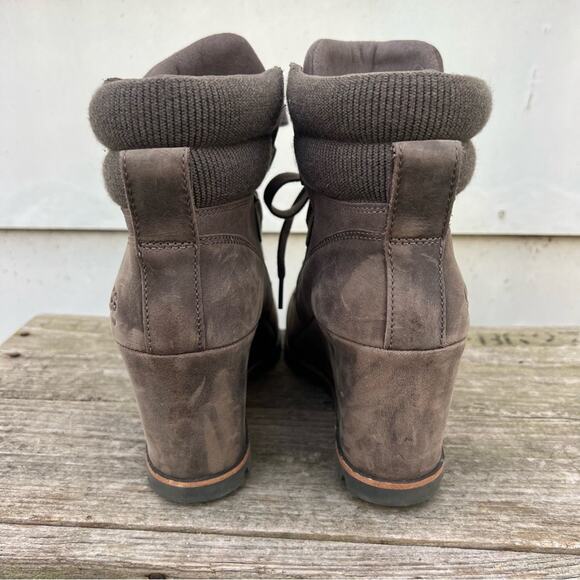 Ugg Kriston Brown Beige Suede Wedge Waterproof Boots Size 10 - Picture 4 of 8